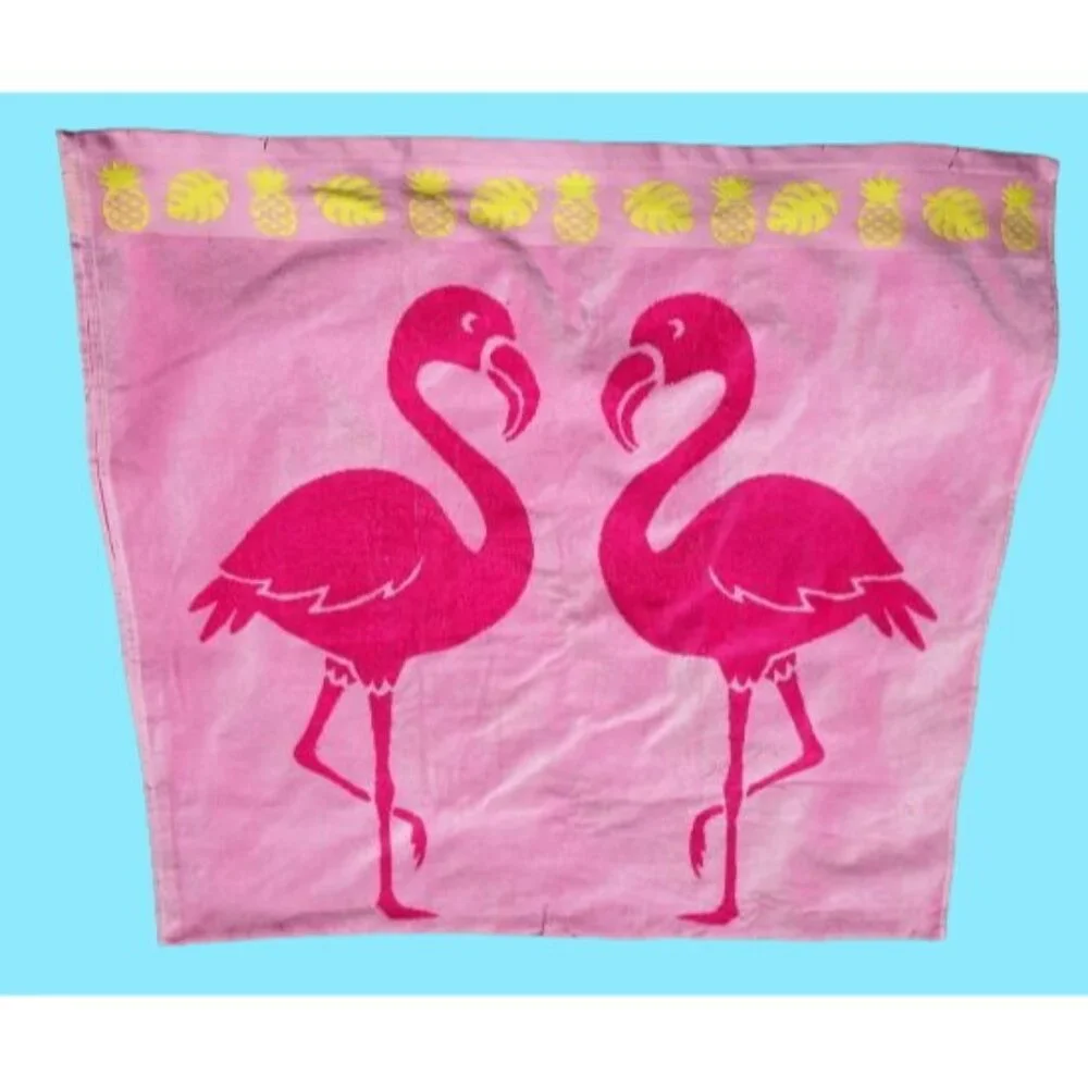 Pink Flamingo Beach Towel 36x70 Bath Pool Jacquard Velour St Tropez Sands Egypt